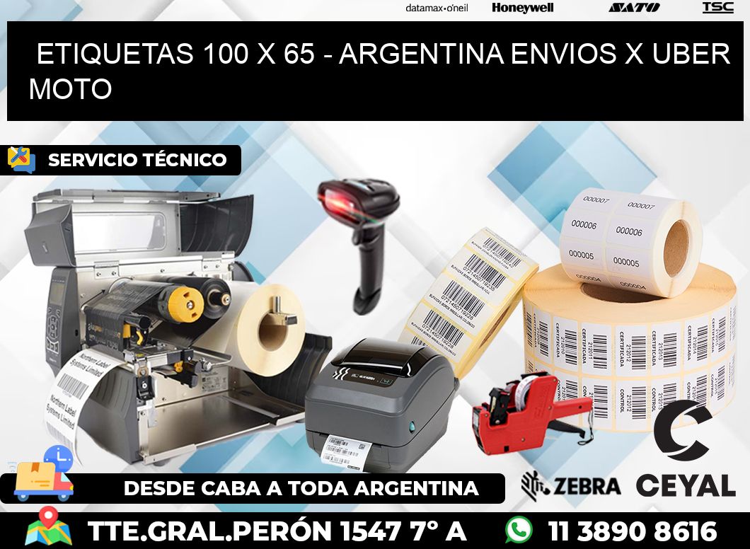 ETIQUETAS 100 x 65 - ARGENTINA ENVIOS X UBER MOTO