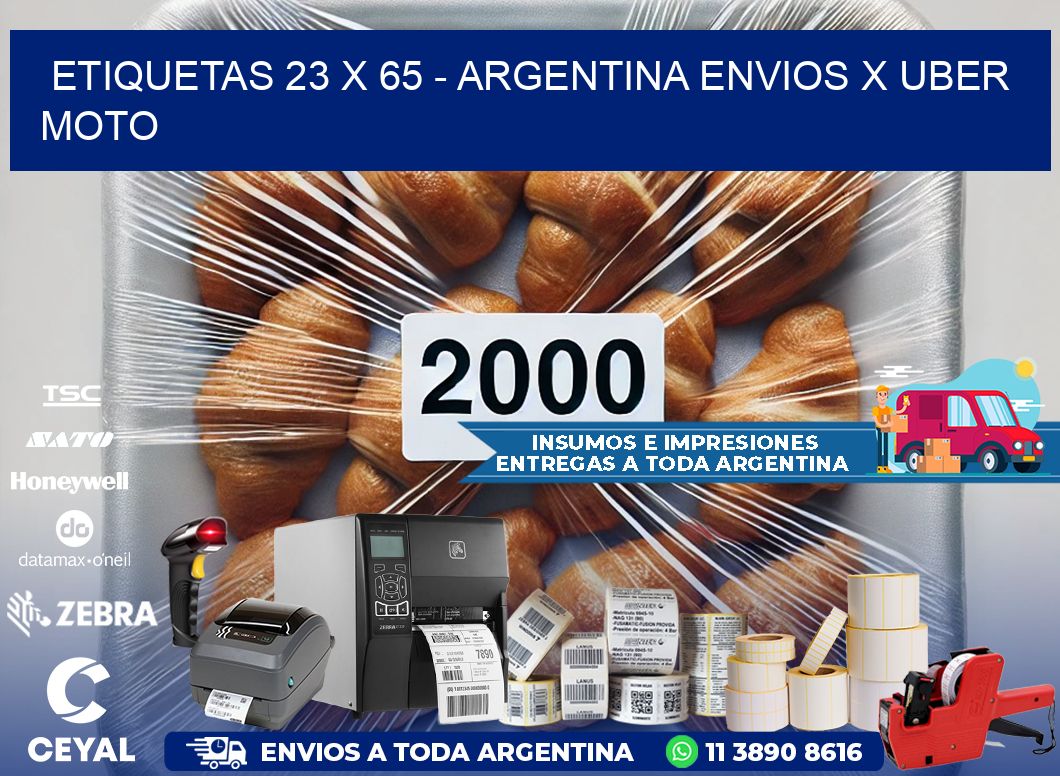 ETIQUETAS 23 x 65 - ARGENTINA ENVIOS X UBER MOTO