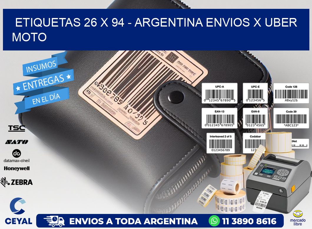 ETIQUETAS 26 x 94 - ARGENTINA ENVIOS X UBER MOTO