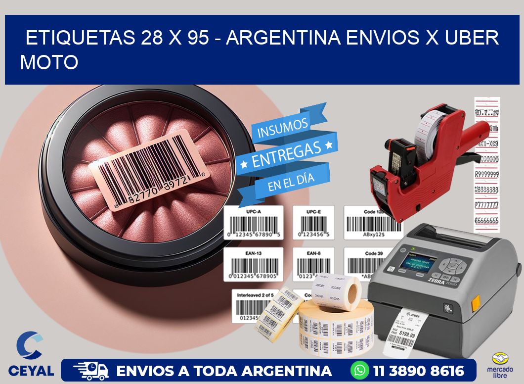 ETIQUETAS 28 x 95 - ARGENTINA ENVIOS X UBER MOTO