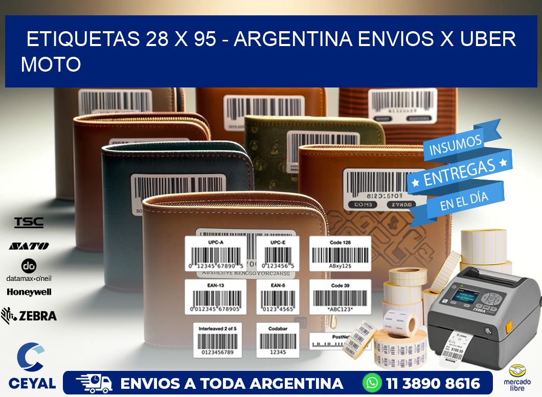 ETIQUETAS 28 x 95 - ARGENTINA ENVIOS X UBER MOTO