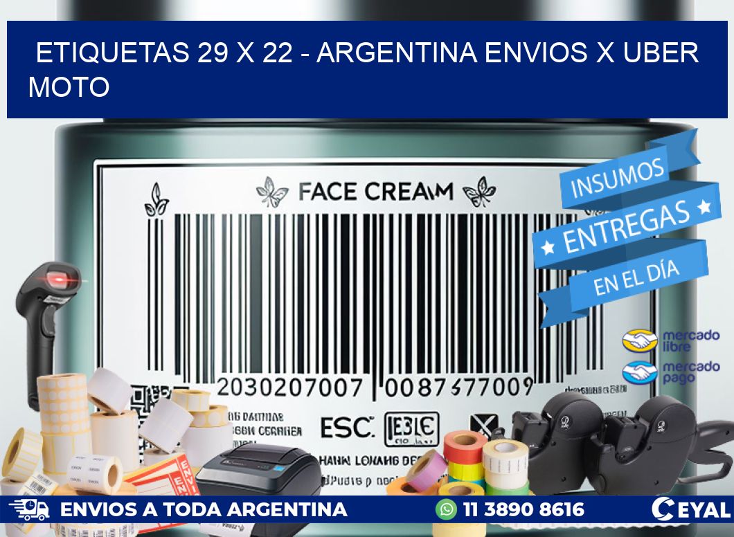 ETIQUETAS 29 x 22 - ARGENTINA ENVIOS X UBER MOTO