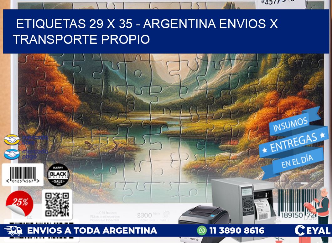 ETIQUETAS 29 x 35 - ARGENTINA ENVIOS X TRANSPORTE PROPIO