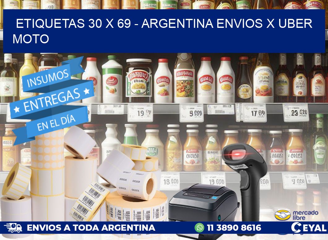 ETIQUETAS 30 x 69 - ARGENTINA ENVIOS X UBER MOTO