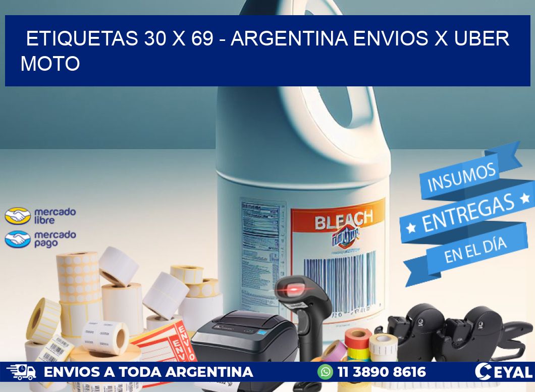 ETIQUETAS 30 x 69 - ARGENTINA ENVIOS X UBER MOTO