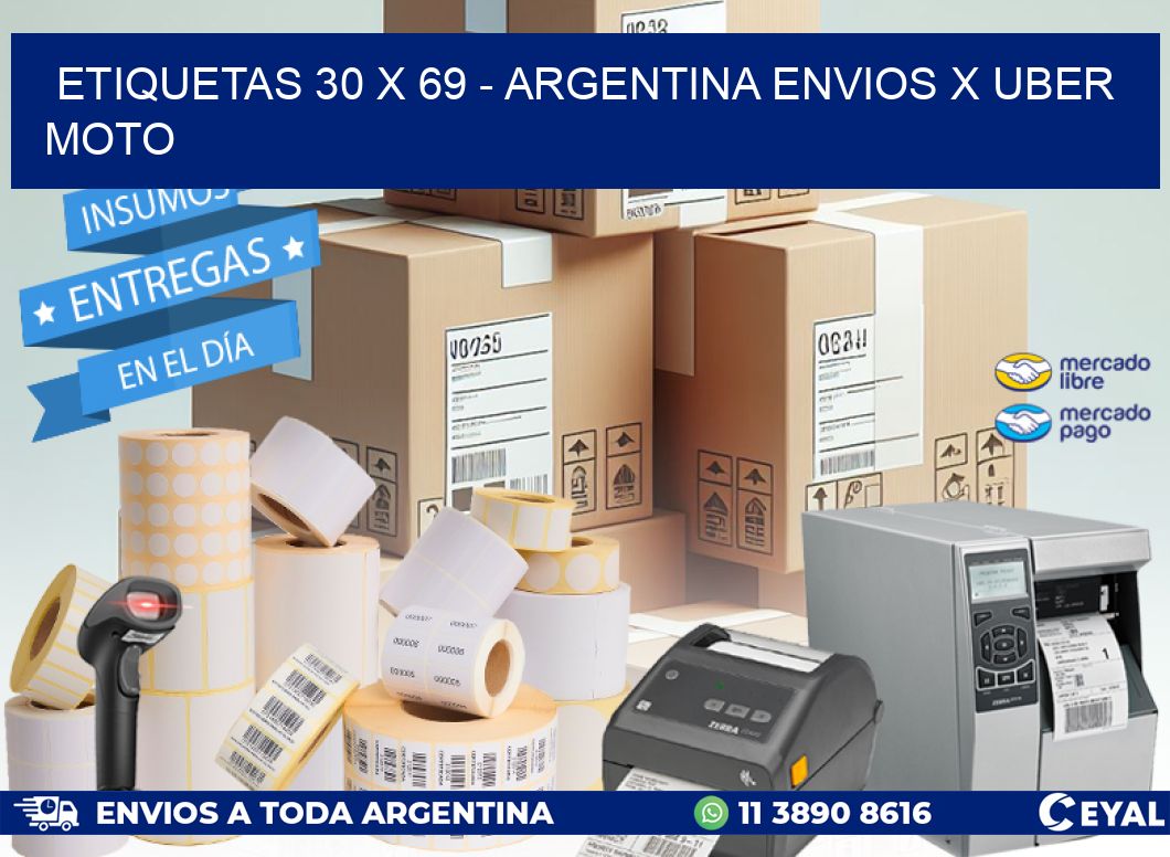 ETIQUETAS 30 x 69 – ARGENTINA ENVIOS X UBER MOTO