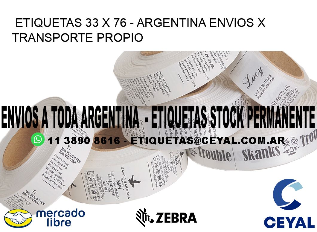 ETIQUETAS 33 x 76 - ARGENTINA ENVIOS X TRANSPORTE PROPIO