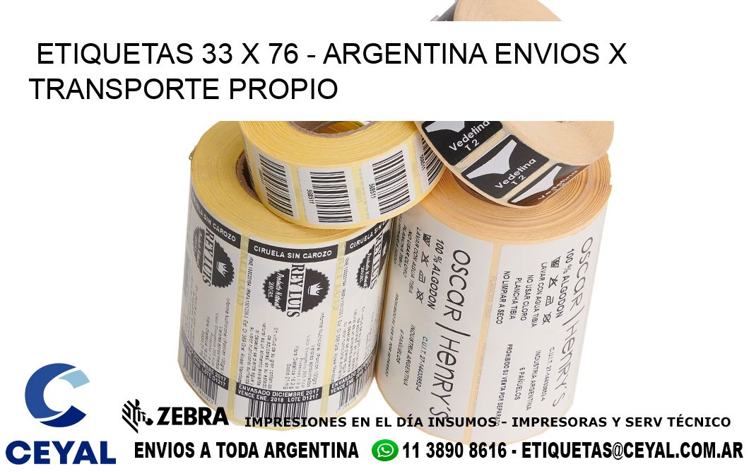 ETIQUETAS 33 x 76 - ARGENTINA ENVIOS X TRANSPORTE PROPIO