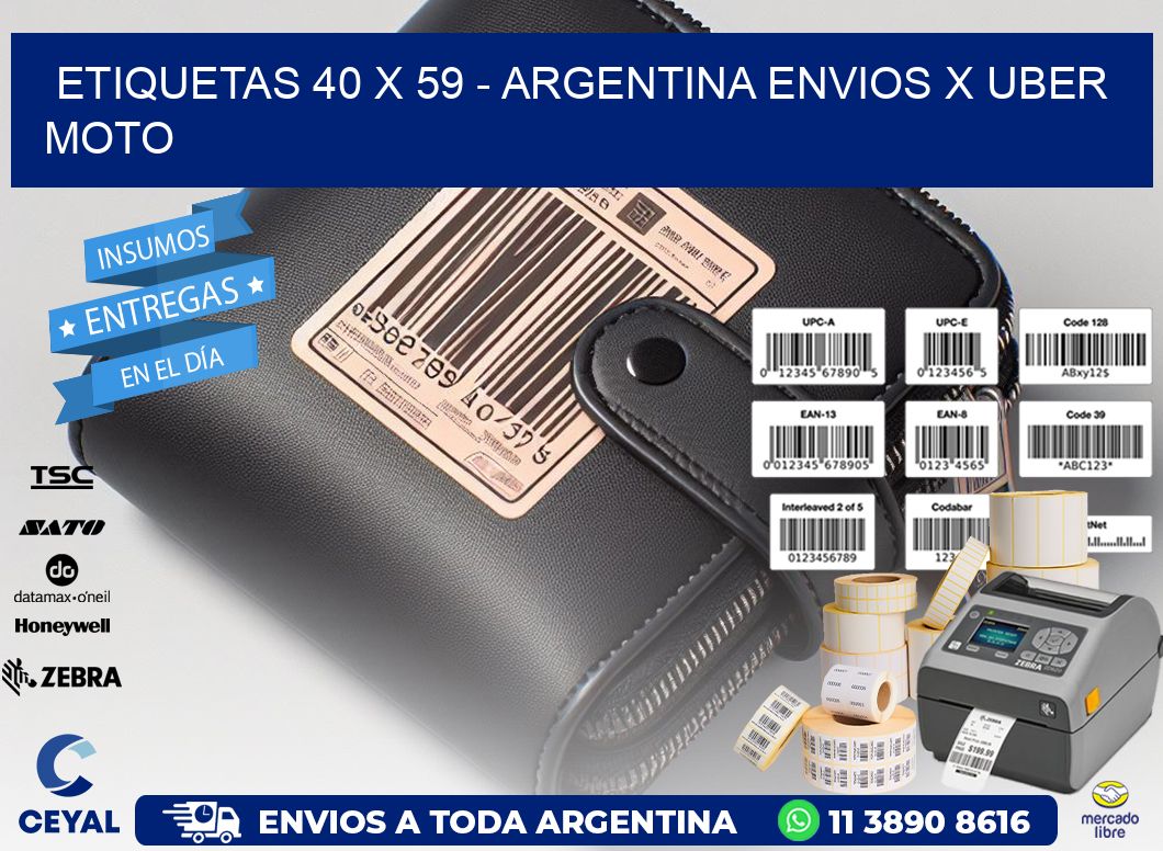 ETIQUETAS 40 x 59 - ARGENTINA ENVIOS X UBER MOTO