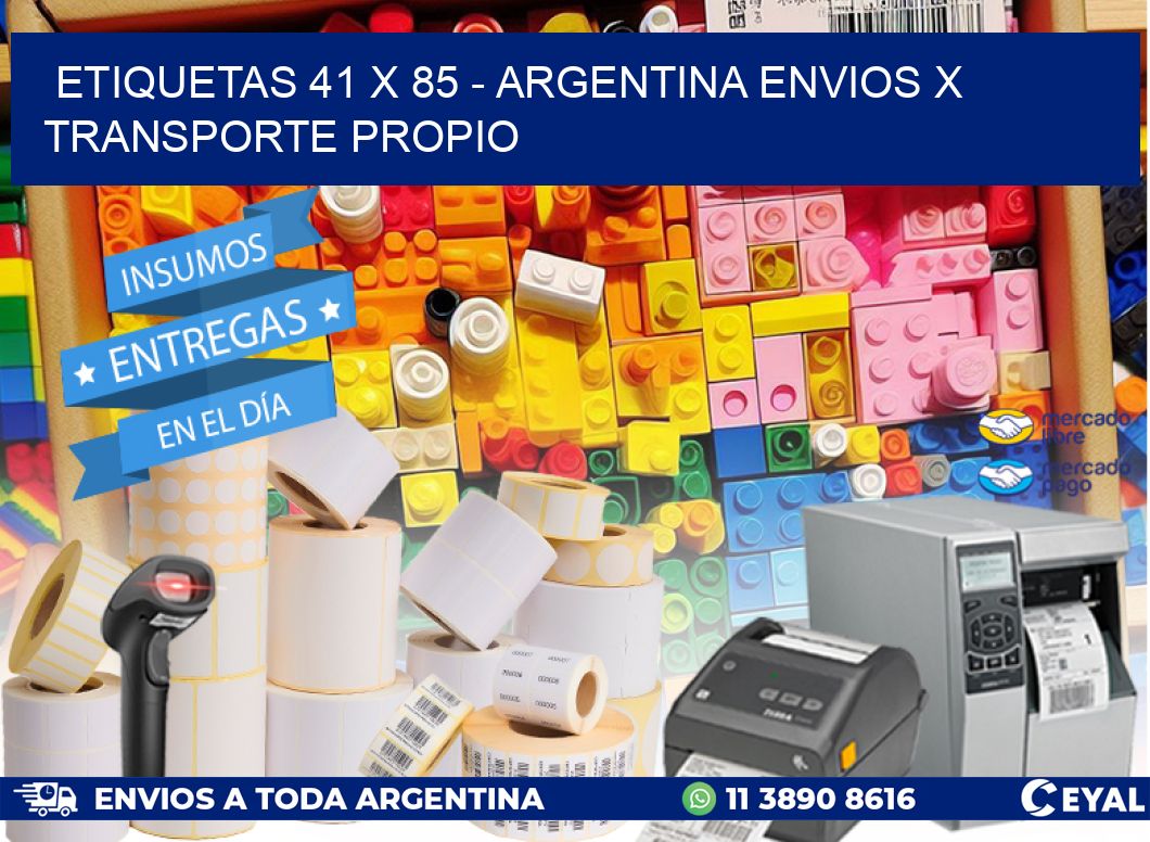 ETIQUETAS 41 x 85 - ARGENTINA ENVIOS X TRANSPORTE PROPIO