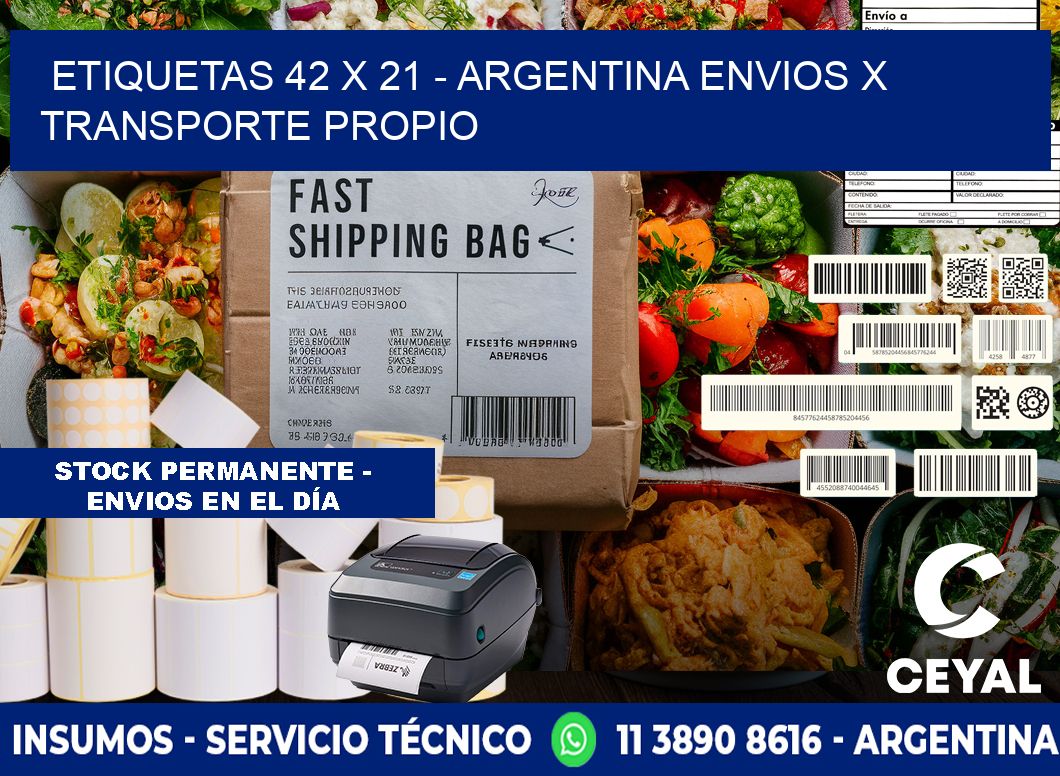 ETIQUETAS 42 x 21 - ARGENTINA ENVIOS X TRANSPORTE PROPIO