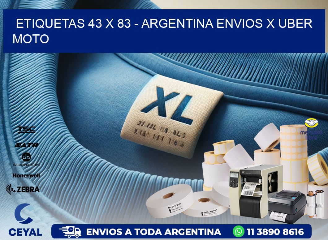 ETIQUETAS 43 x 83 - ARGENTINA ENVIOS X UBER MOTO