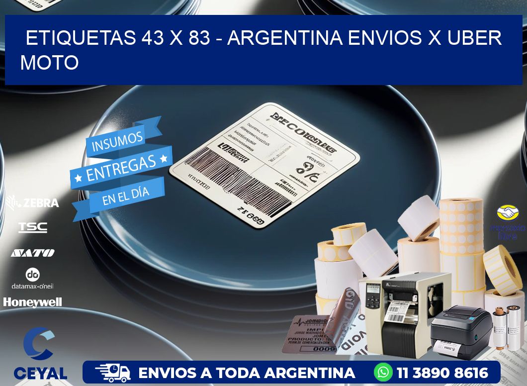 ETIQUETAS 43 x 83 - ARGENTINA ENVIOS X UBER MOTO