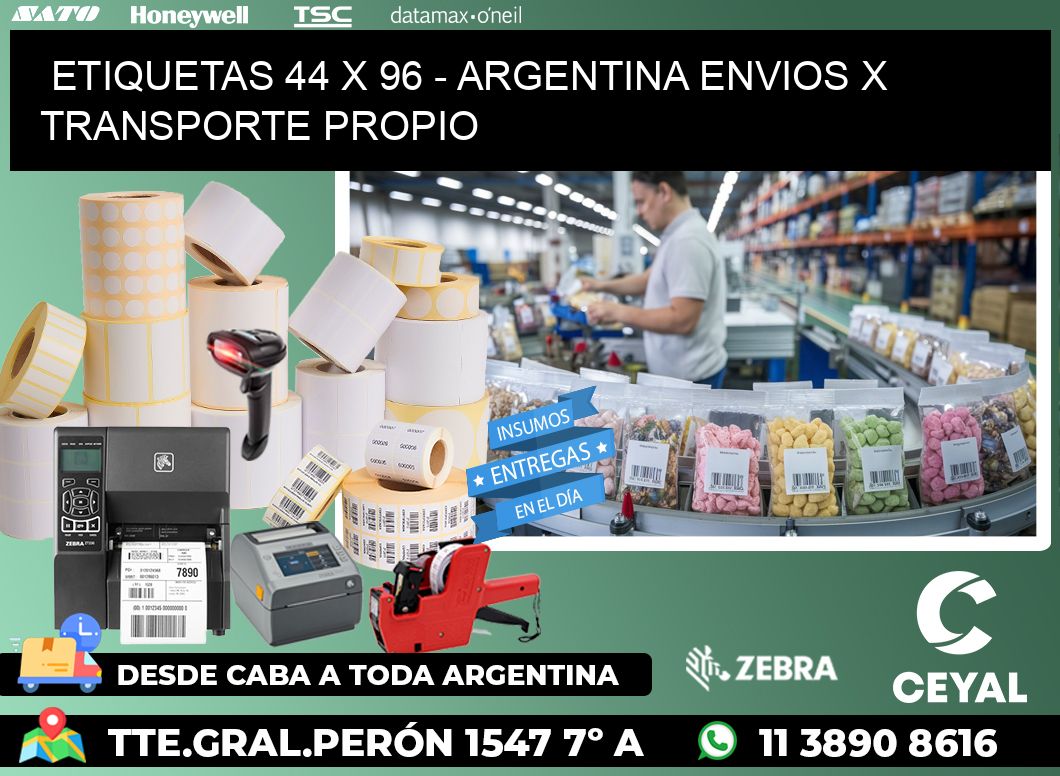 ETIQUETAS 44 x 96 - ARGENTINA ENVIOS X TRANSPORTE PROPIO