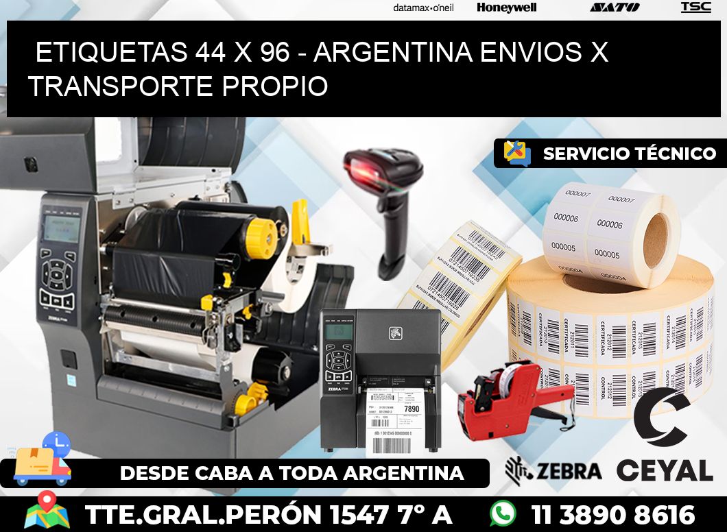 ETIQUETAS 44 x 96 - ARGENTINA ENVIOS X TRANSPORTE PROPIO