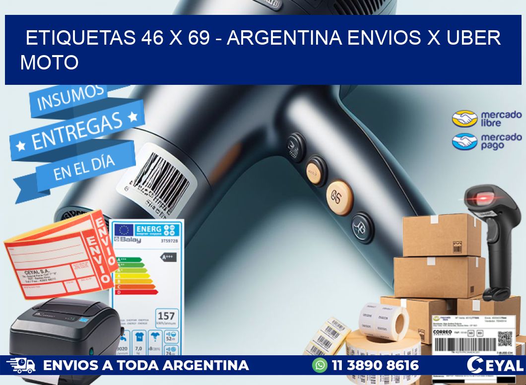 ETIQUETAS 46 x 69 - ARGENTINA ENVIOS X UBER MOTO