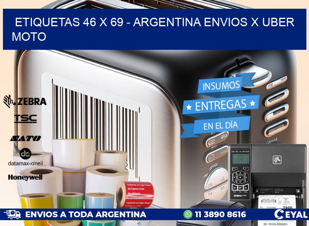 ETIQUETAS 46 x 69 - ARGENTINA ENVIOS X UBER MOTO