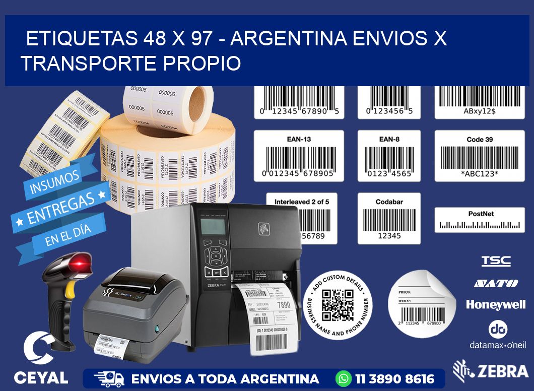 ETIQUETAS 48 x 97 - ARGENTINA ENVIOS X TRANSPORTE PROPIO