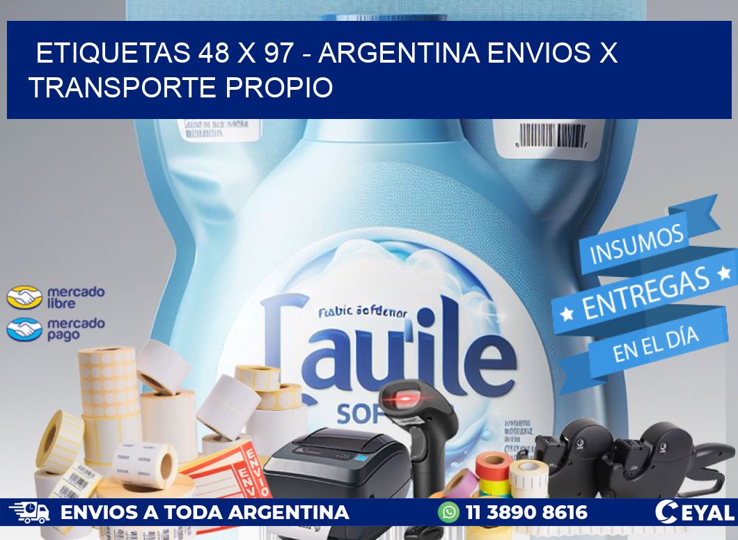 ETIQUETAS 48 x 97 - ARGENTINA ENVIOS X TRANSPORTE PROPIO