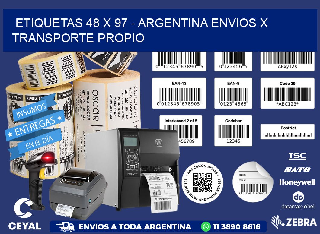 ETIQUETAS 48 x 97 - ARGENTINA ENVIOS X TRANSPORTE PROPIO