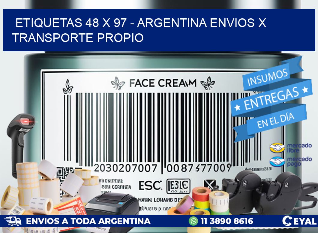 ETIQUETAS 48 x 97 - ARGENTINA ENVIOS X TRANSPORTE PROPIO