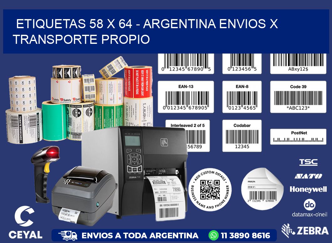 ETIQUETAS 58 x 64 - ARGENTINA ENVIOS X TRANSPORTE PROPIO