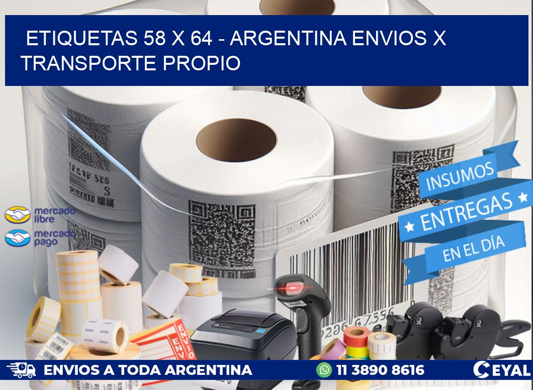 ETIQUETAS 58 x 64 - ARGENTINA ENVIOS X TRANSPORTE PROPIO