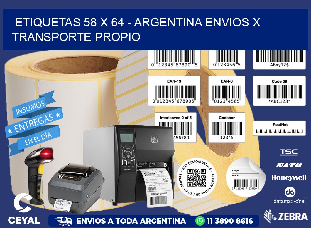 ETIQUETAS 58 x 64 - ARGENTINA ENVIOS X TRANSPORTE PROPIO