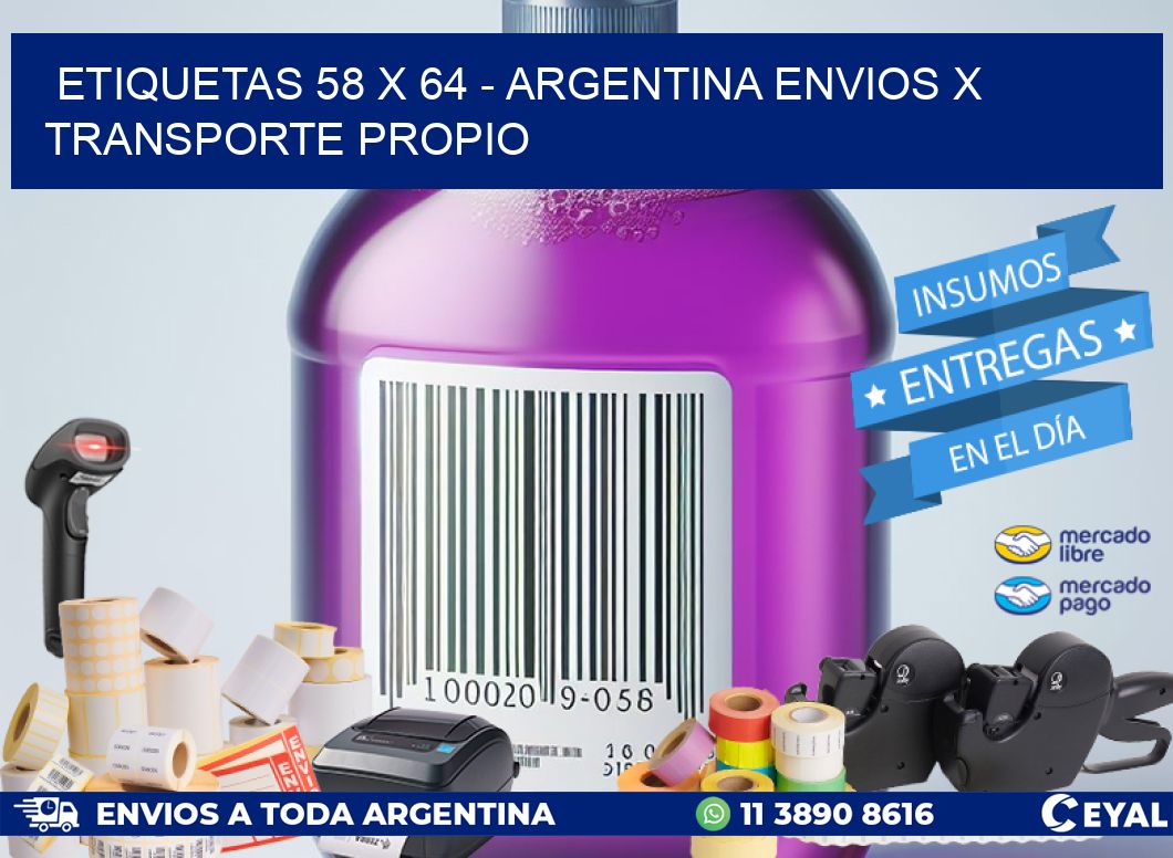 ETIQUETAS 58 x 64 - ARGENTINA ENVIOS X TRANSPORTE PROPIO