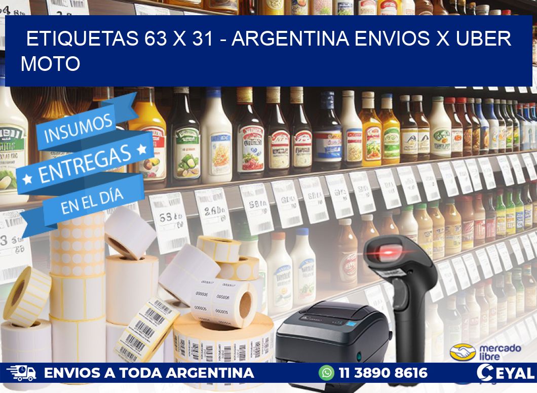 ETIQUETAS 63 x 31 - ARGENTINA ENVIOS X UBER MOTO