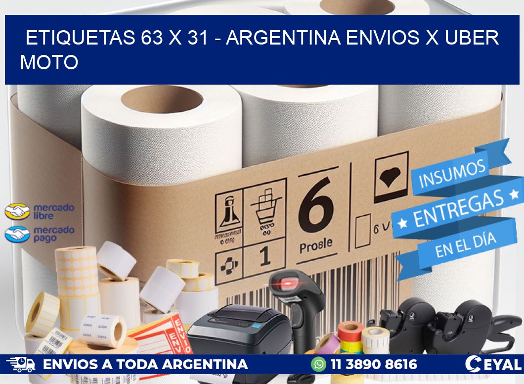 ETIQUETAS 63 x 31 - ARGENTINA ENVIOS X UBER MOTO