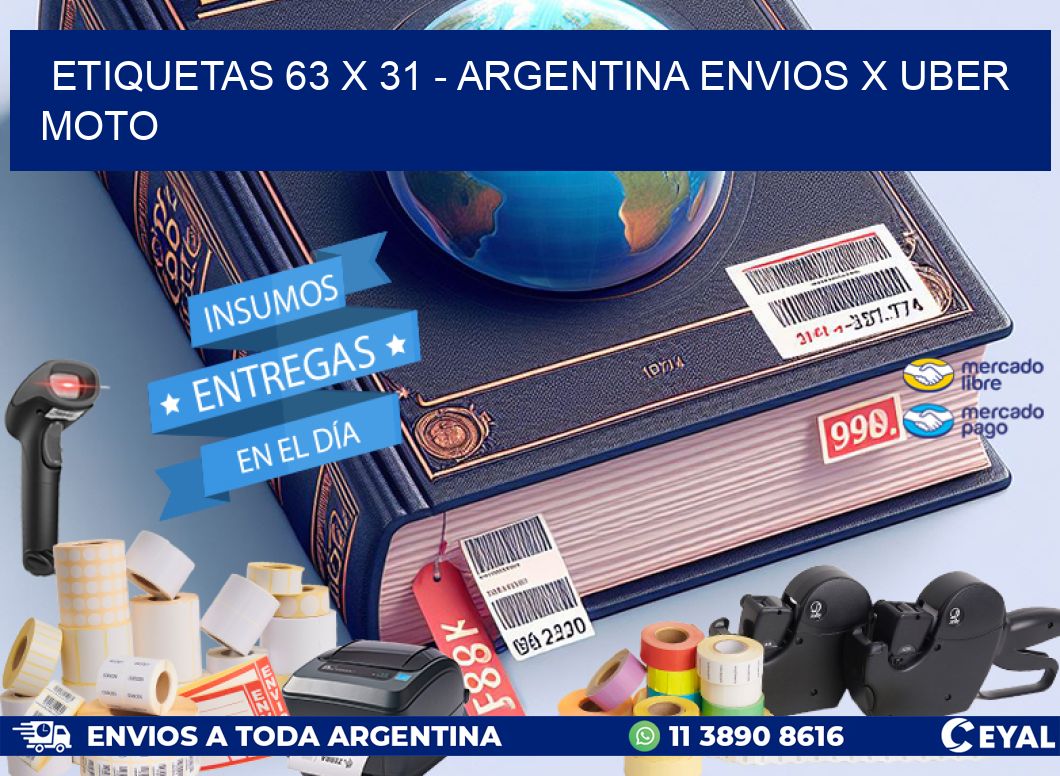 ETIQUETAS 63 x 31 - ARGENTINA ENVIOS X UBER MOTO