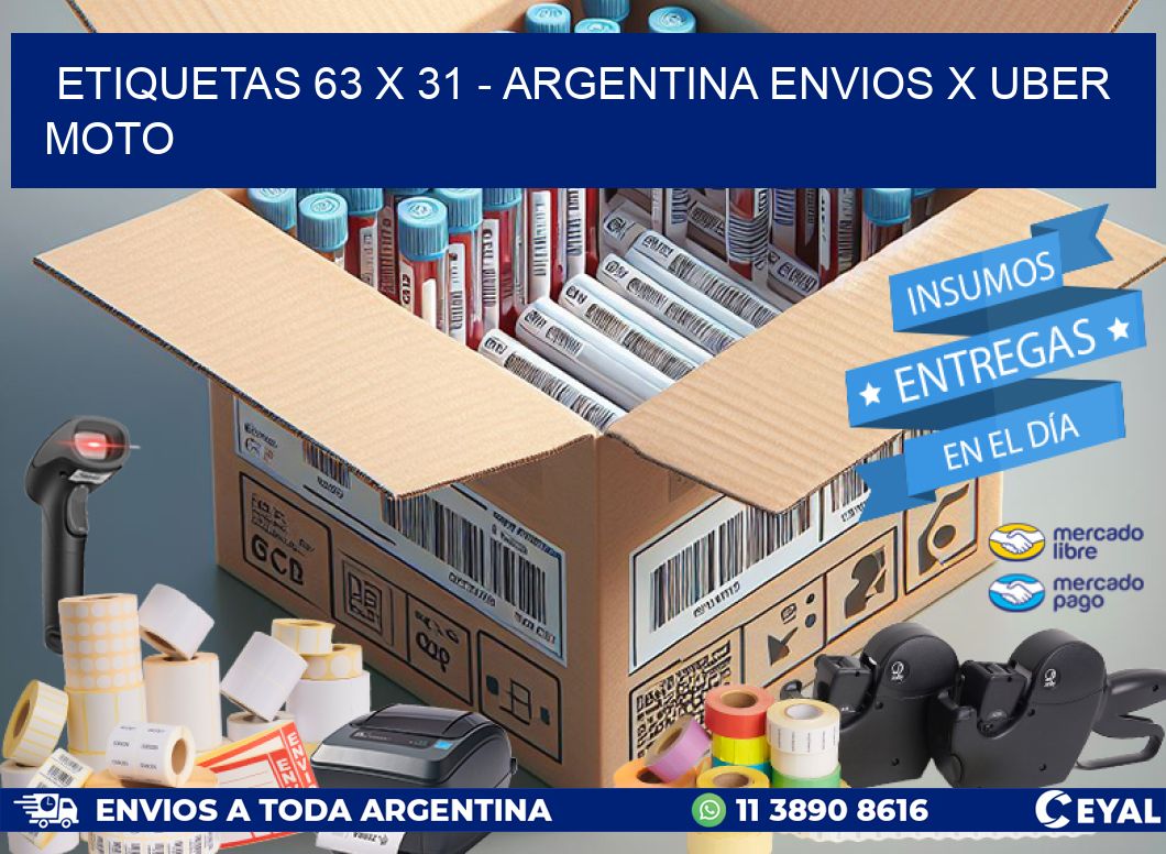 ETIQUETAS 63 x 31 - ARGENTINA ENVIOS X UBER MOTO