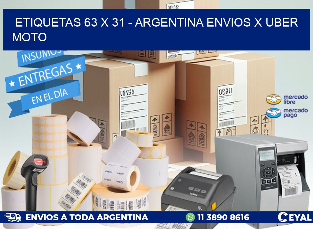 ETIQUETAS 63 x 31 – ARGENTINA ENVIOS X UBER MOTO