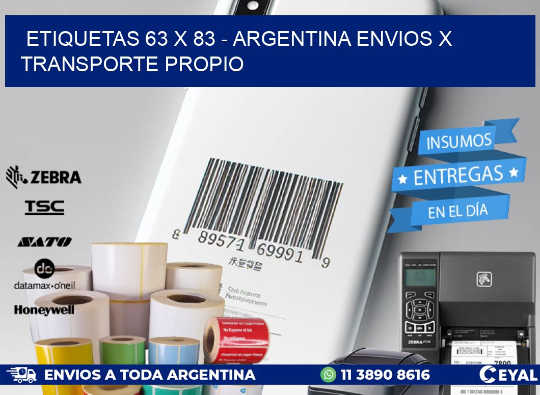 ETIQUETAS 63 x 83 - ARGENTINA ENVIOS X TRANSPORTE PROPIO