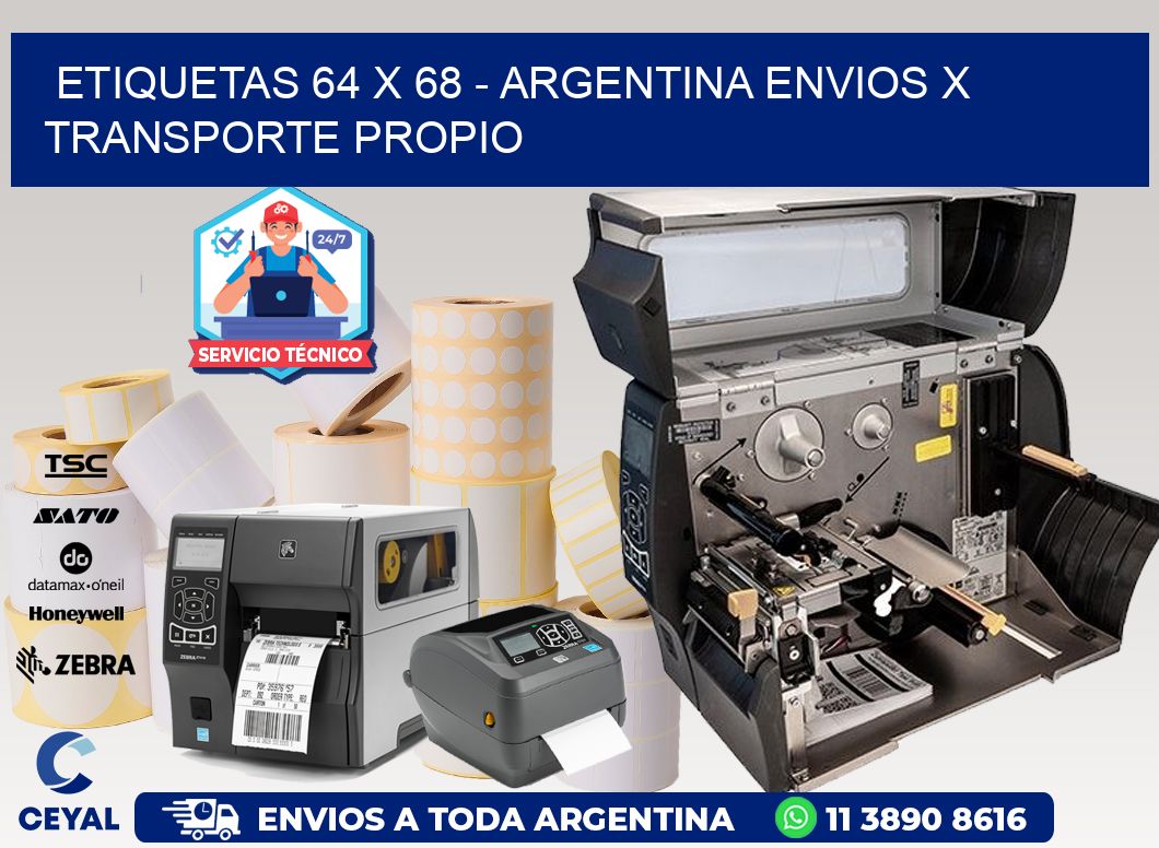 ETIQUETAS 64 x 68 - ARGENTINA ENVIOS X TRANSPORTE PROPIO