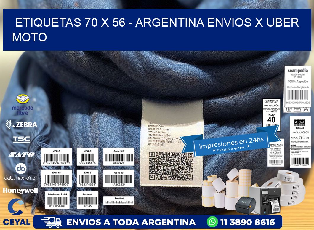 ETIQUETAS 70 x 56 - ARGENTINA ENVIOS X UBER MOTO