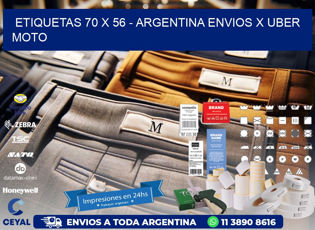 ETIQUETAS 70 x 56 - ARGENTINA ENVIOS X UBER MOTO