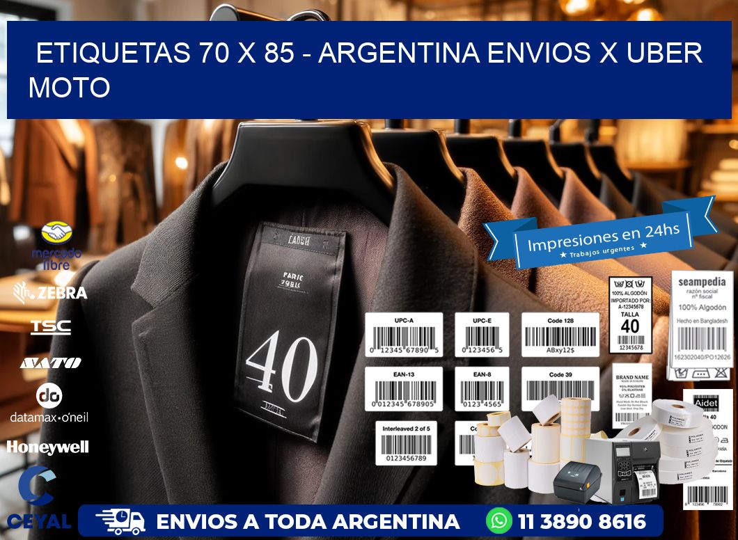 ETIQUETAS 70 x 85 - ARGENTINA ENVIOS X UBER MOTO