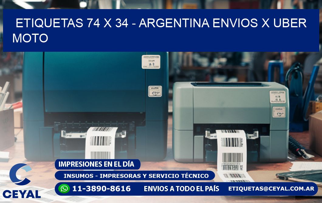 ETIQUETAS 74 x 34 - ARGENTINA ENVIOS X UBER MOTO