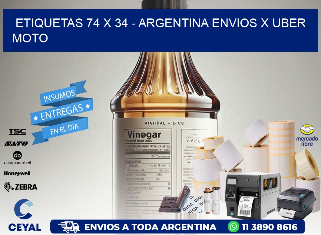 ETIQUETAS 74 x 34 - ARGENTINA ENVIOS X UBER MOTO