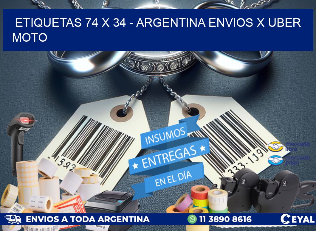 ETIQUETAS 74 x 34 - ARGENTINA ENVIOS X UBER MOTO