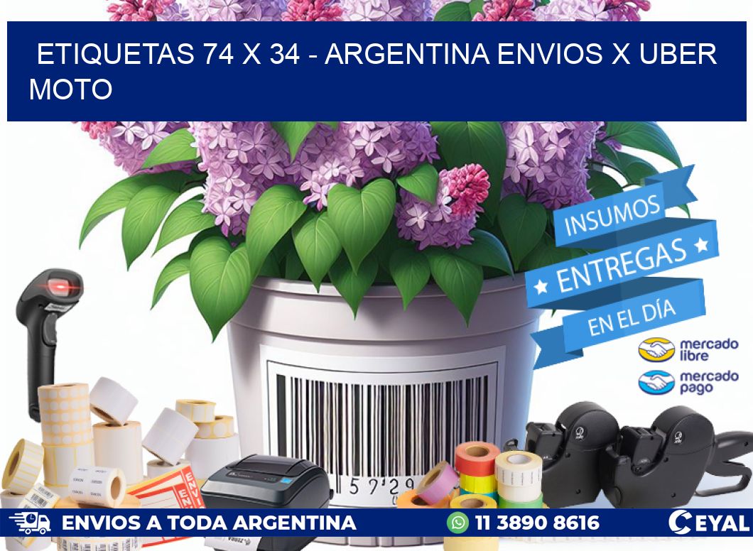 ETIQUETAS 74 x 34 - ARGENTINA ENVIOS X UBER MOTO