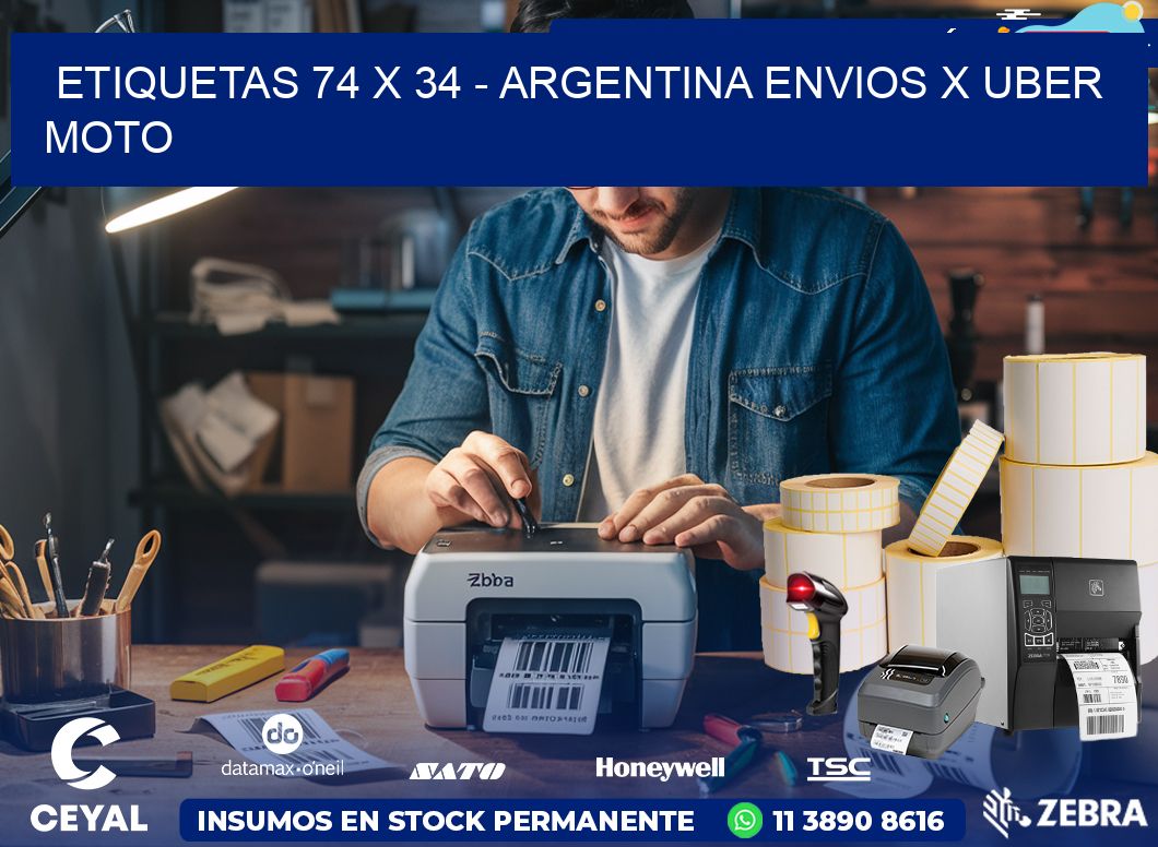ETIQUETAS 74 x 34 - ARGENTINA ENVIOS X UBER MOTO
