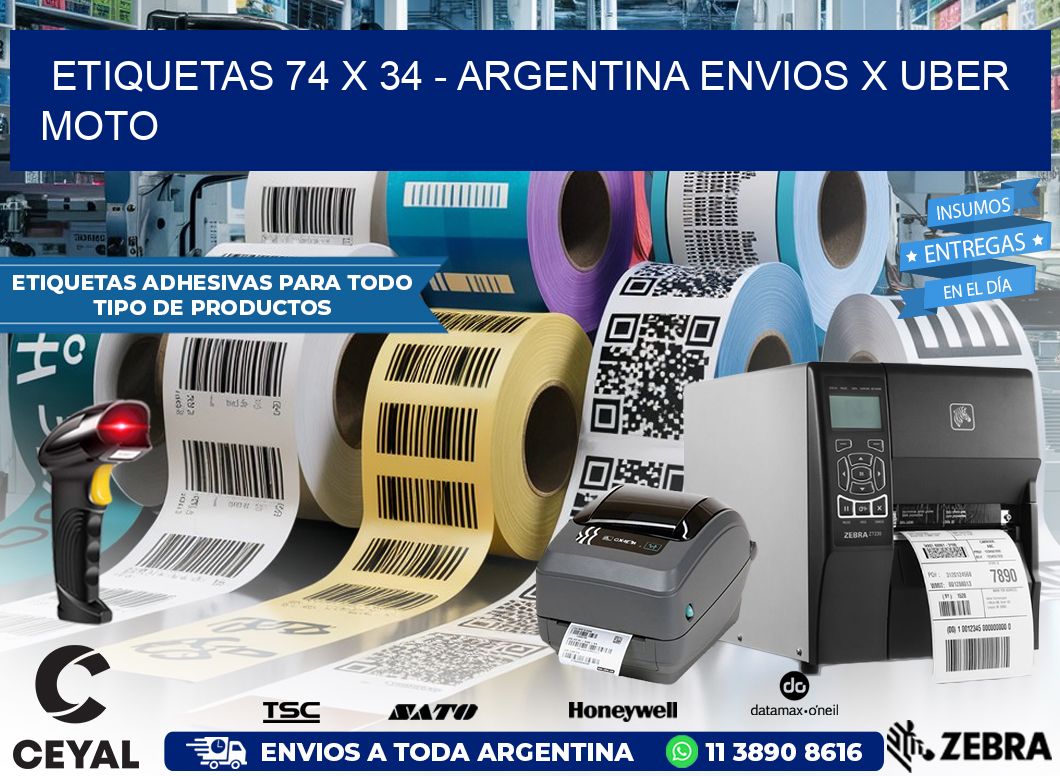 ETIQUETAS 74 x 34 – ARGENTINA ENVIOS X UBER MOTO