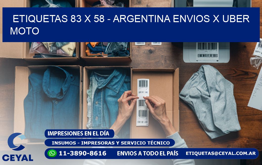 ETIQUETAS 83 x 58 - ARGENTINA ENVIOS X UBER MOTO