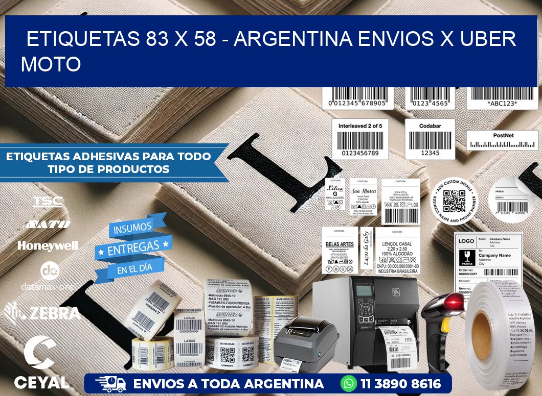 ETIQUETAS 83 x 58 - ARGENTINA ENVIOS X UBER MOTO