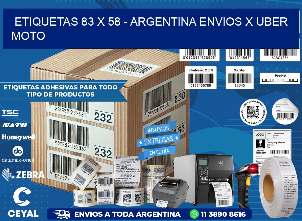 ETIQUETAS 83 x 58 – ARGENTINA ENVIOS X UBER MOTO