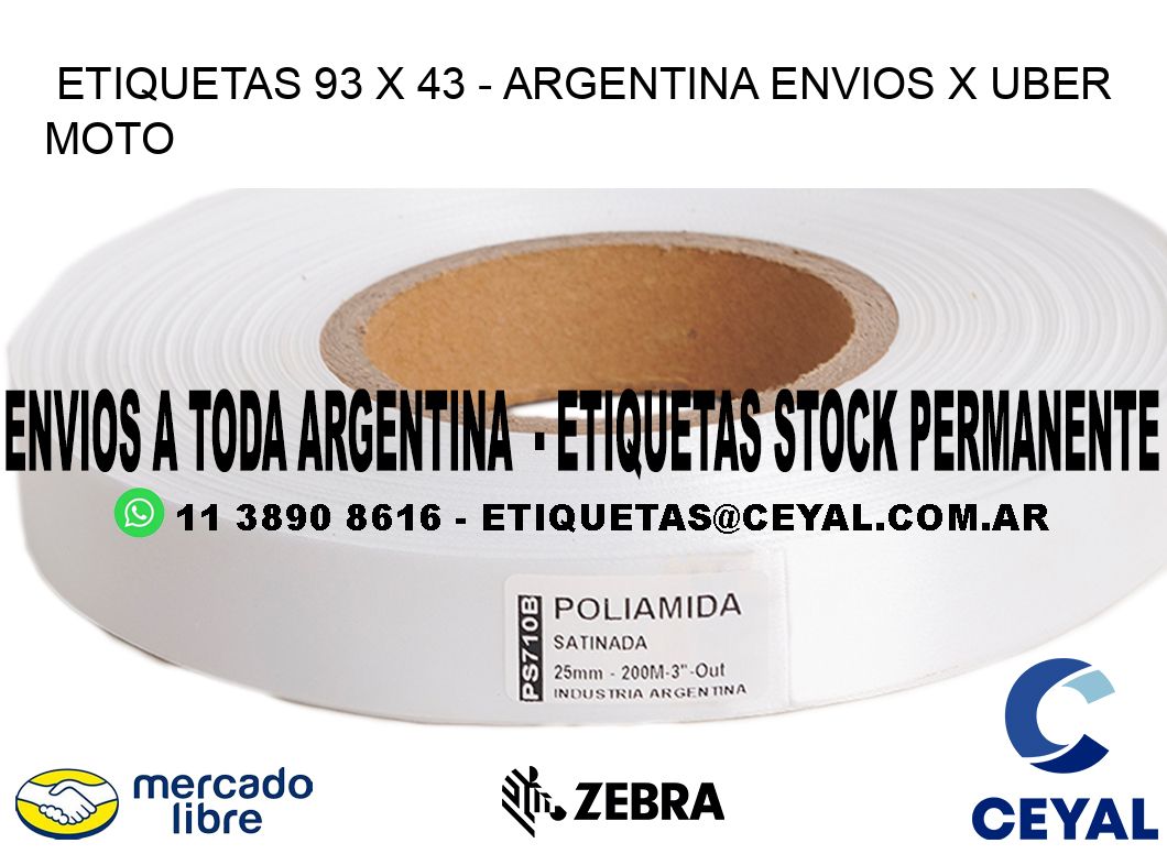 ETIQUETAS 93 x 43 - ARGENTINA ENVIOS X UBER MOTO