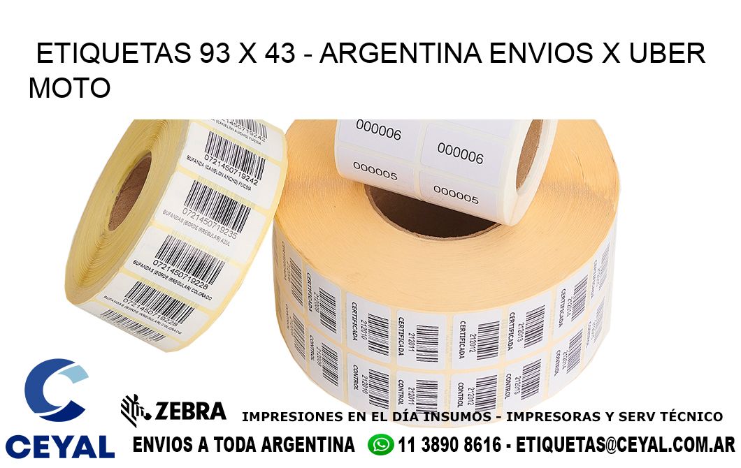 ETIQUETAS 93 x 43 - ARGENTINA ENVIOS X UBER MOTO